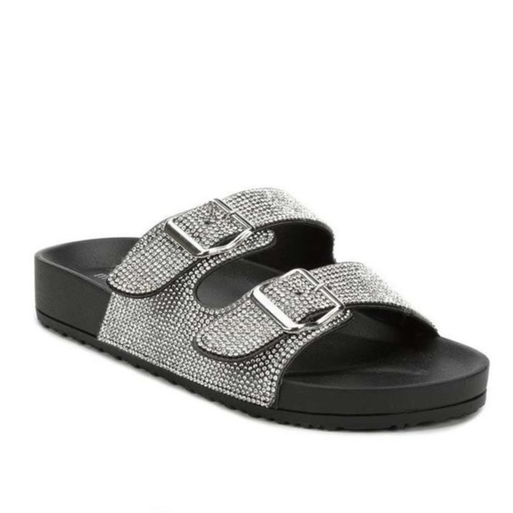 MADDEN GIRL TEDDY RHINESTONE FOOTBED SANDALS
